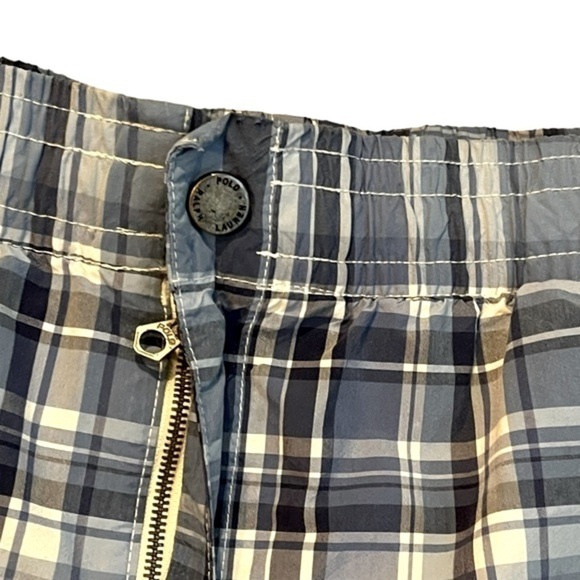 Polo Ralph Lauren Plaid Swim Trunks Elastic Waist Liner Pockets Blue Preppy XL - Picture 3 of 10